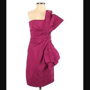 Derek Lam Dress Size 6 One Shoulder Ruched Bow Cocktail Luxury Formal Structure